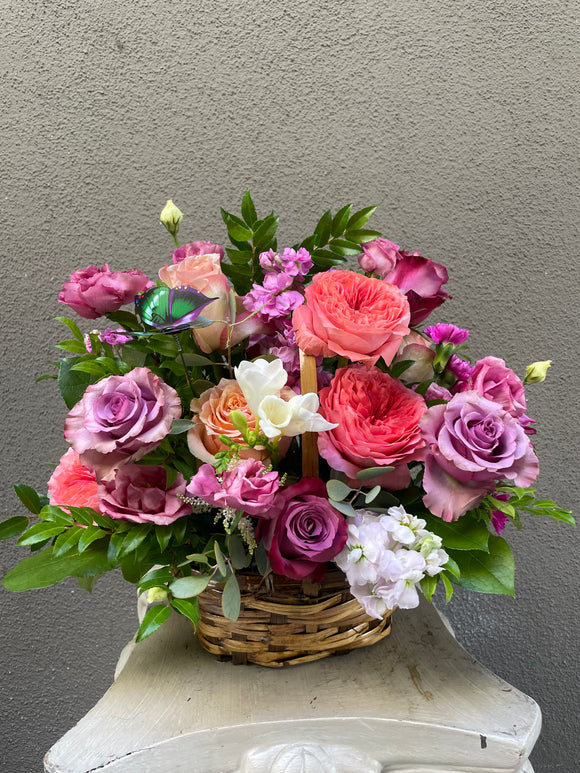 Pink and Purple flowers Basket